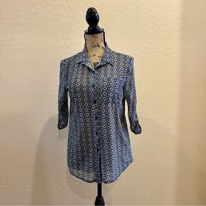 Eden & Olivia Navy Geometric Button Down Shirt